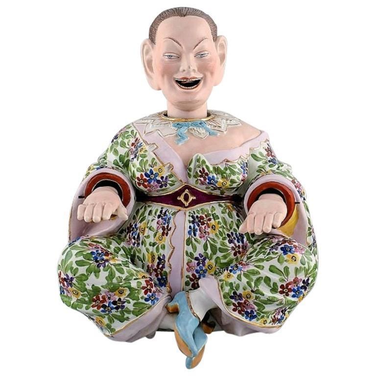 Large, Rare, Antique Meissen Pogade In Hand Painted Porcelain, Late 19th Century