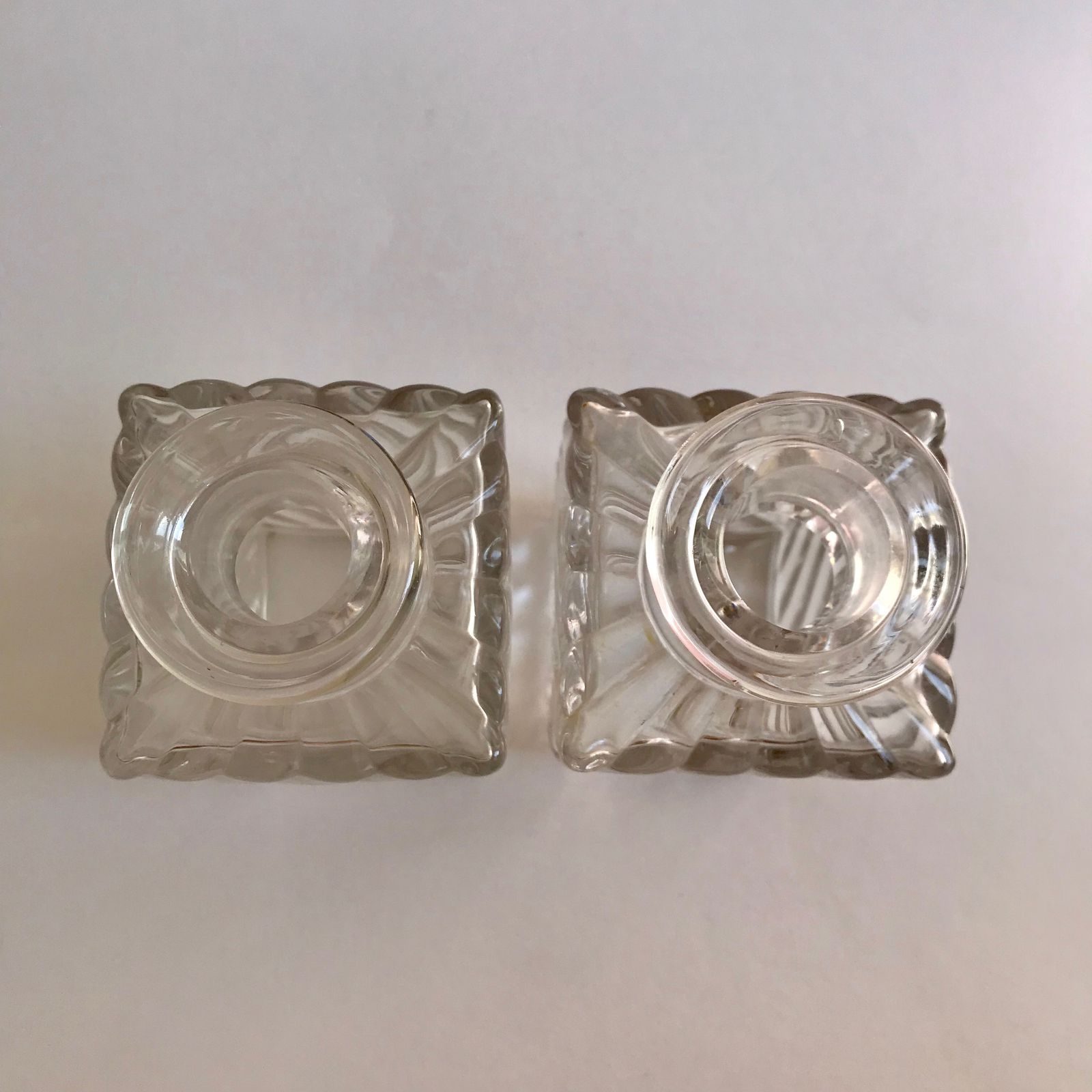 photo buy Baccarat Square Base Swirl Bamboo Design Crystal Small Decanters  Set Of 2