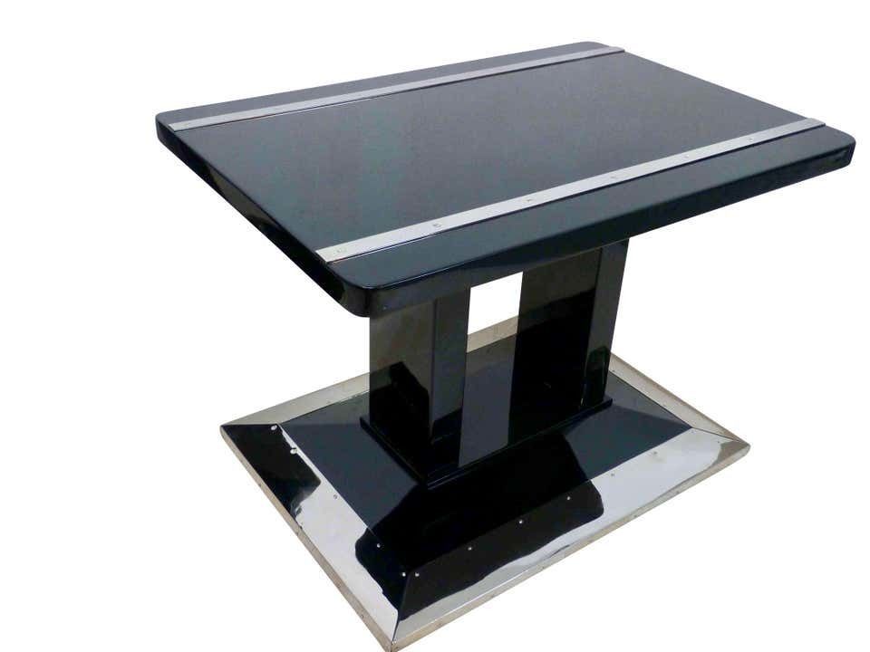 Bauhaus Side / Luggage Table, Black Lacquer And Chrome, Austria, Circa 1920 photo furniture