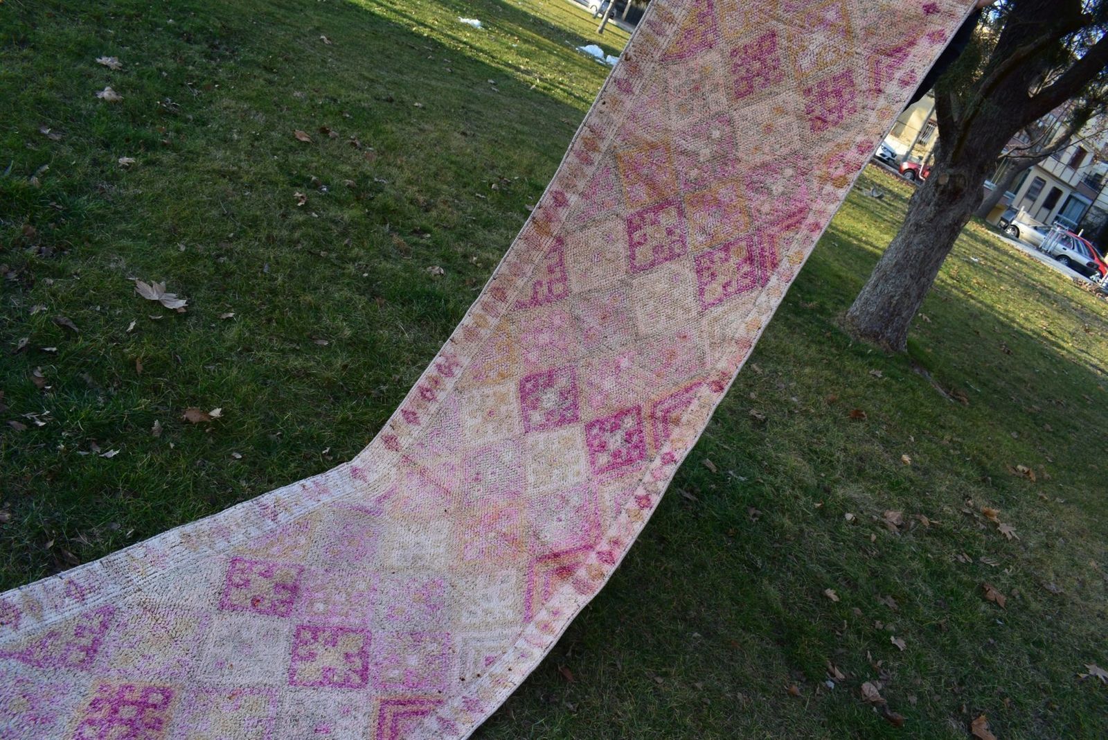 Vintage Turkish Distressed Oushak Runner Rug, 1970s photo Textiles