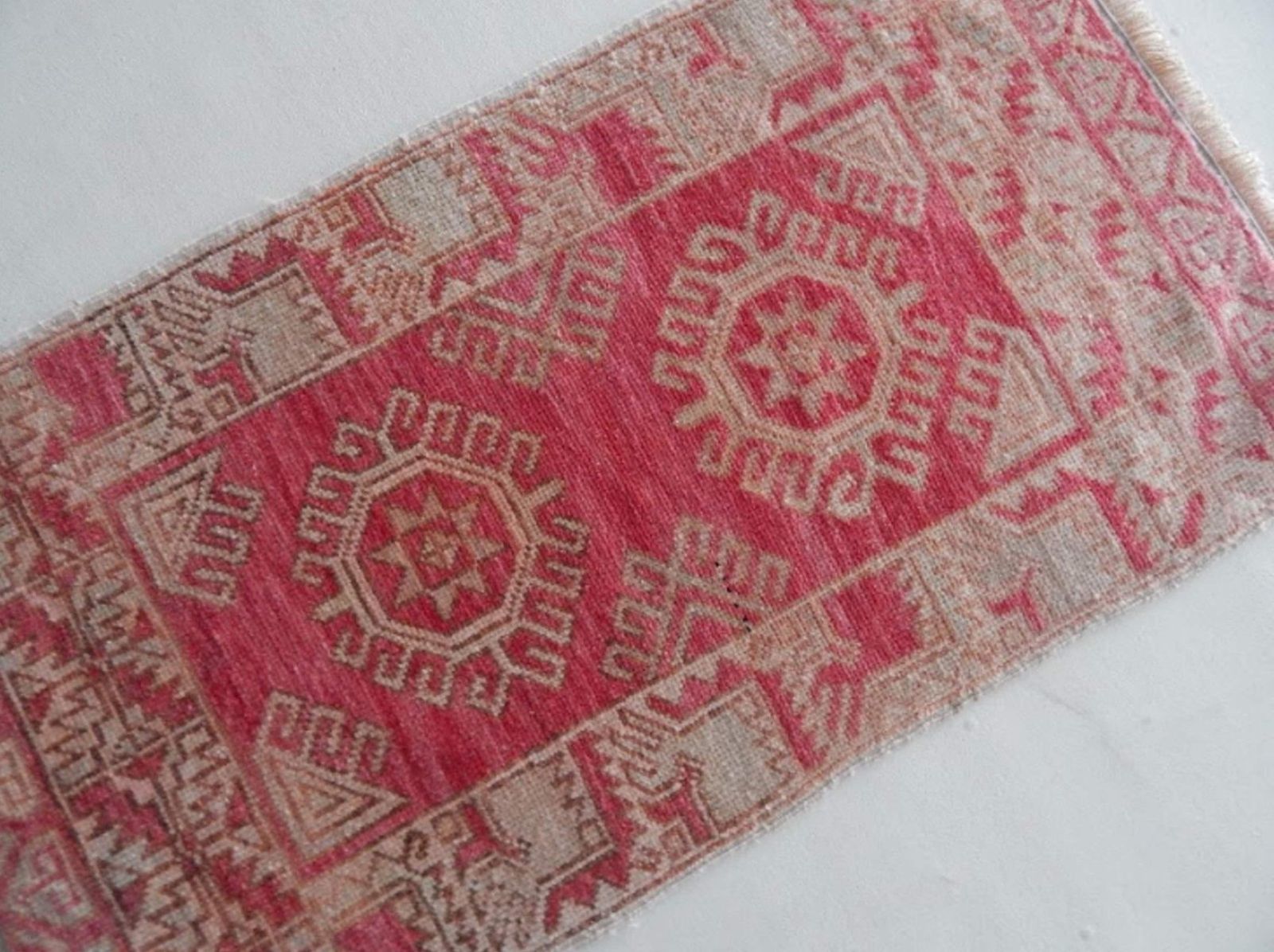 Small Hand Knotted Distressed Oushak Rug, 1970s photo for sale