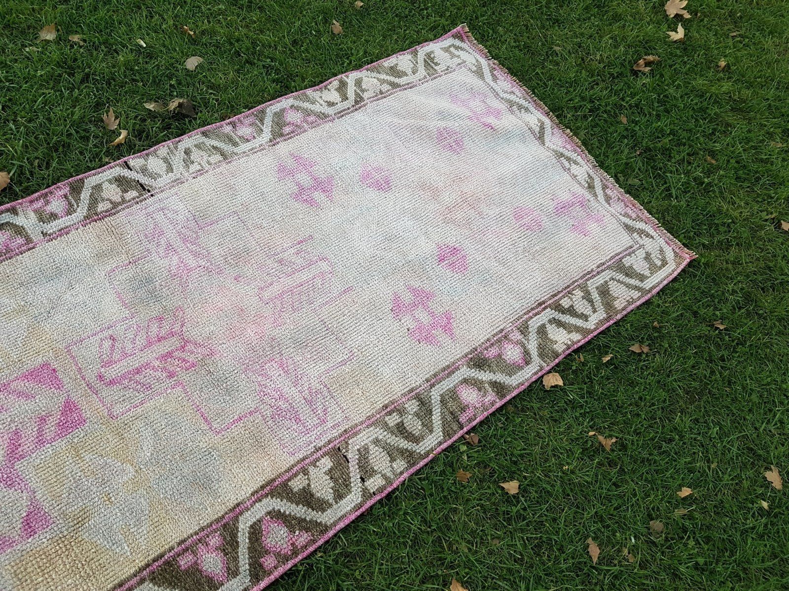 photo furniture Turkish Kurdish Distressed Hallway Runner Rug, 1970s