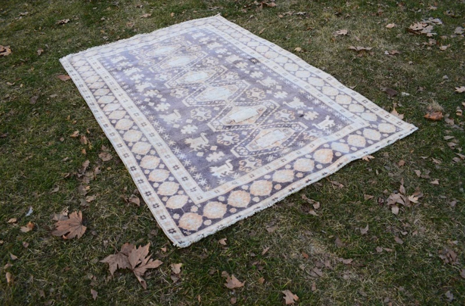 Turkish Oushak Area Rug 1970s photo vintage