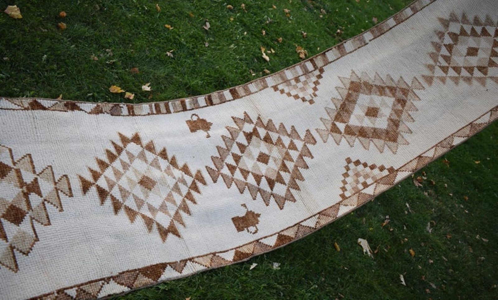 Turkish Hand Knotted Runner Rug photo vintage