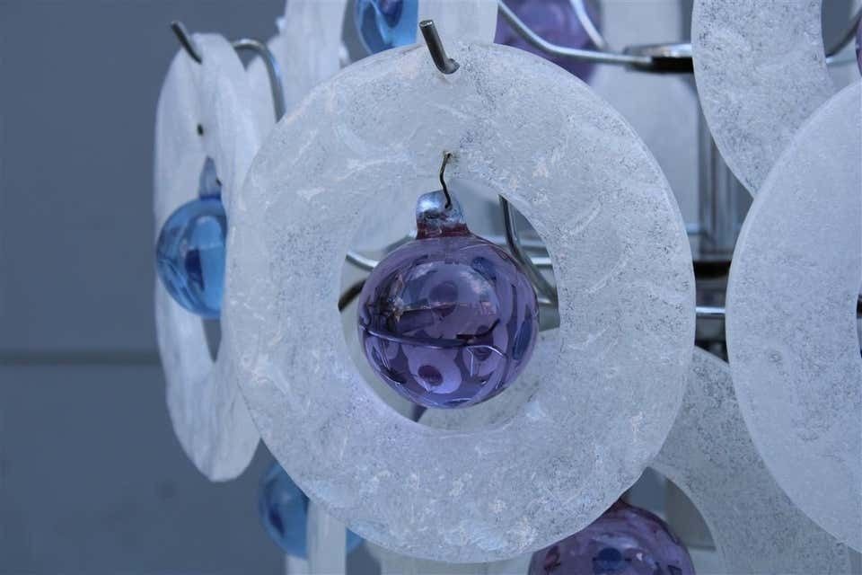 Round Italian Murano Chandelier White Pulegoso Glass Wisteria photo Lighting
