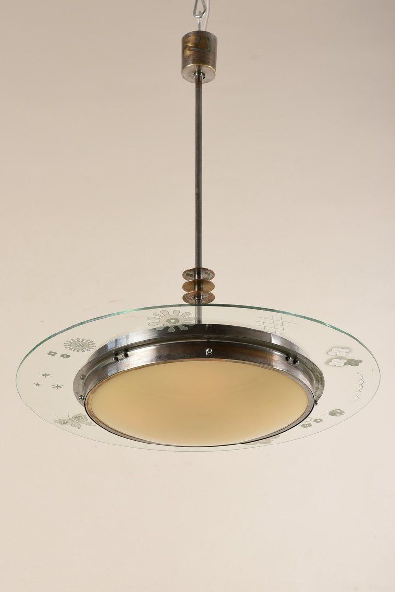 Italian Pendant Light By Pietro Chiesa For Fontana Arte, 1940s photo for sale
