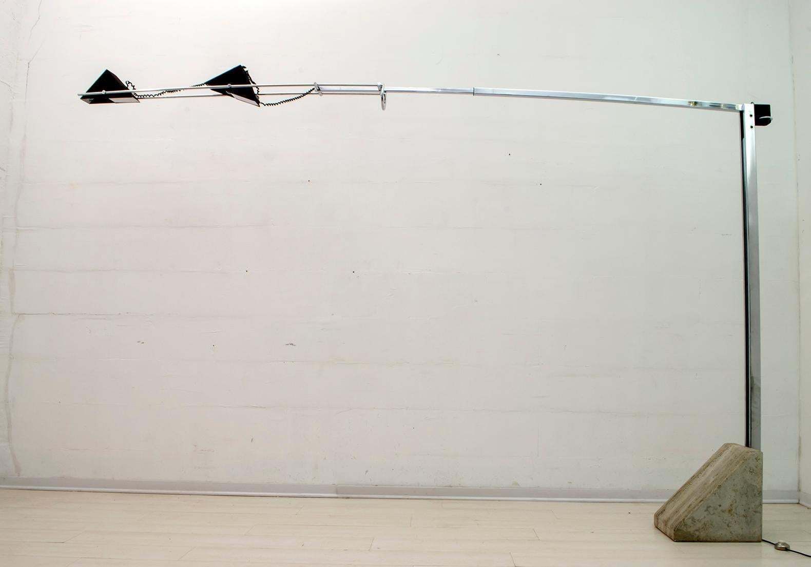 Mid Century Modern Italian Steel And Travertine Floor Lamp, 1970s photo furniture