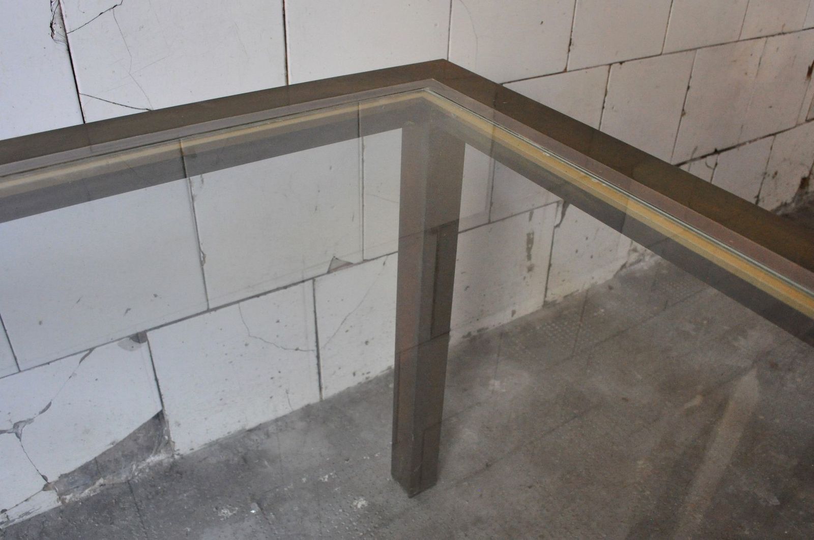 Square Coffee Table In Brass And Glass, 1970s photo 468.0