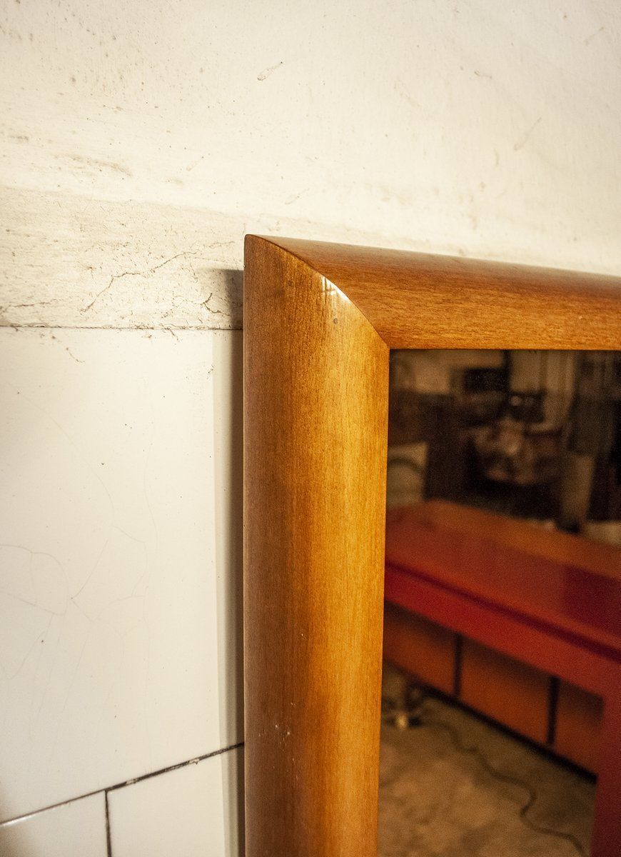 Italiaanse Zeefgedrukte Houten Spiegel, Jaren 1970 photo Woonaccessoires