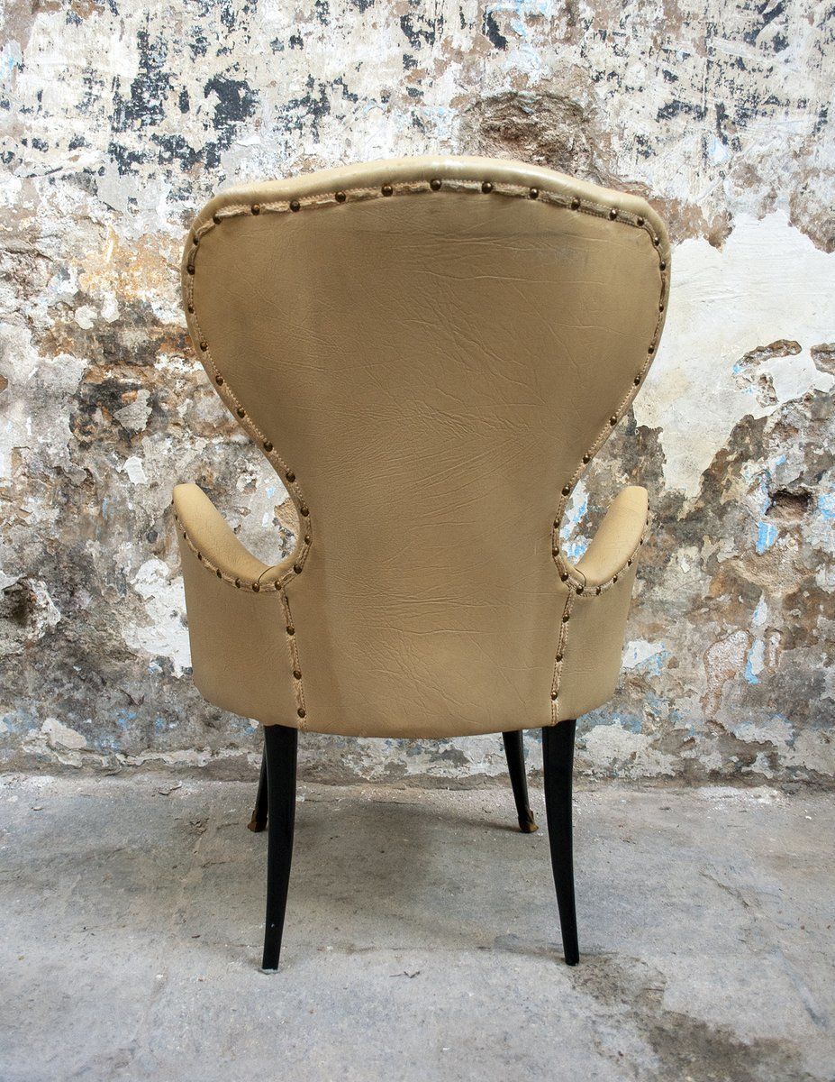 Italian Brass And Vinyl Armchairs, 1950s, Set Of 2 photo 936.0