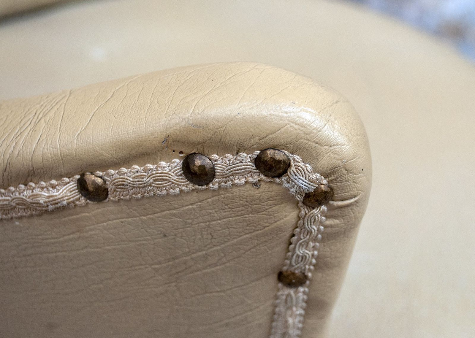 Italian Brass And Vinyl Armchairs, 1950s, Set Of 2 photo vintage