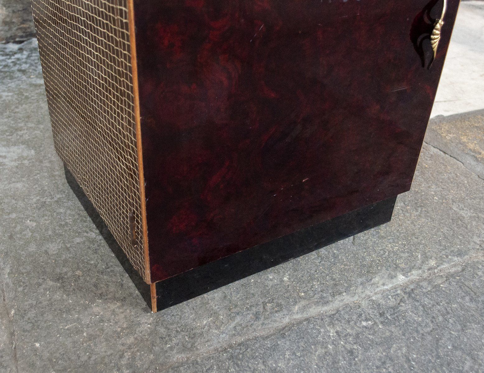 Art Deco Italian Brass And Wood Nightstand, 1930s photo vinterior