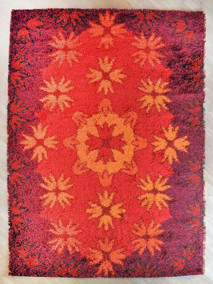 Rood Birk Vloerkleed Van Hammer Taepper, Jaren 1970