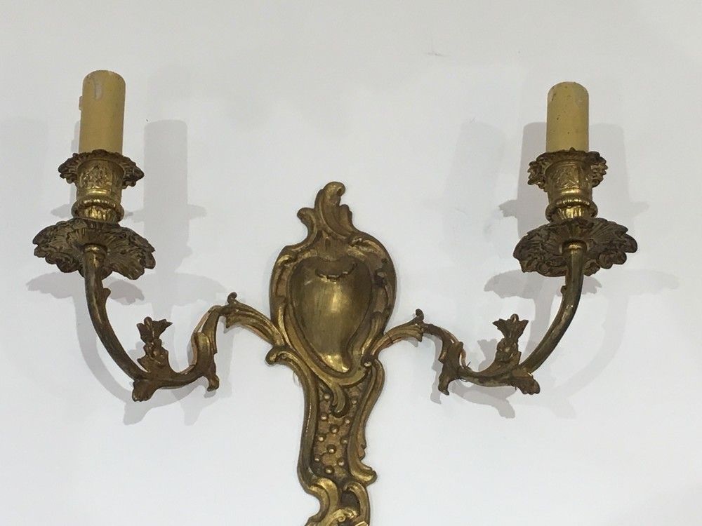 Bs 612: Pair Of Louis The 15th Style Bronze Wall Sconces. French. Circa 1920 photo for sale
