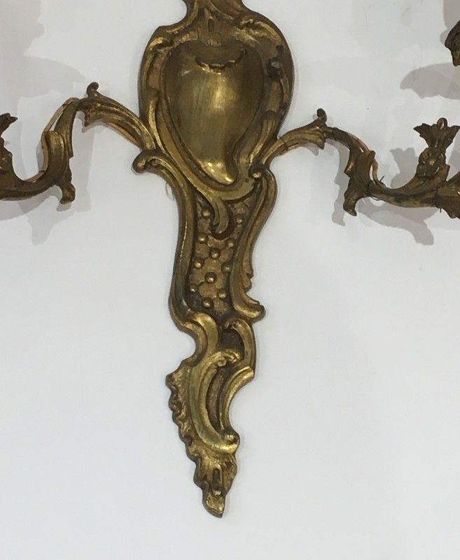 Bs 612: Pair Of Louis The 15th Style Bronze Wall Sconces. French. Circa 1920 photo vinterior