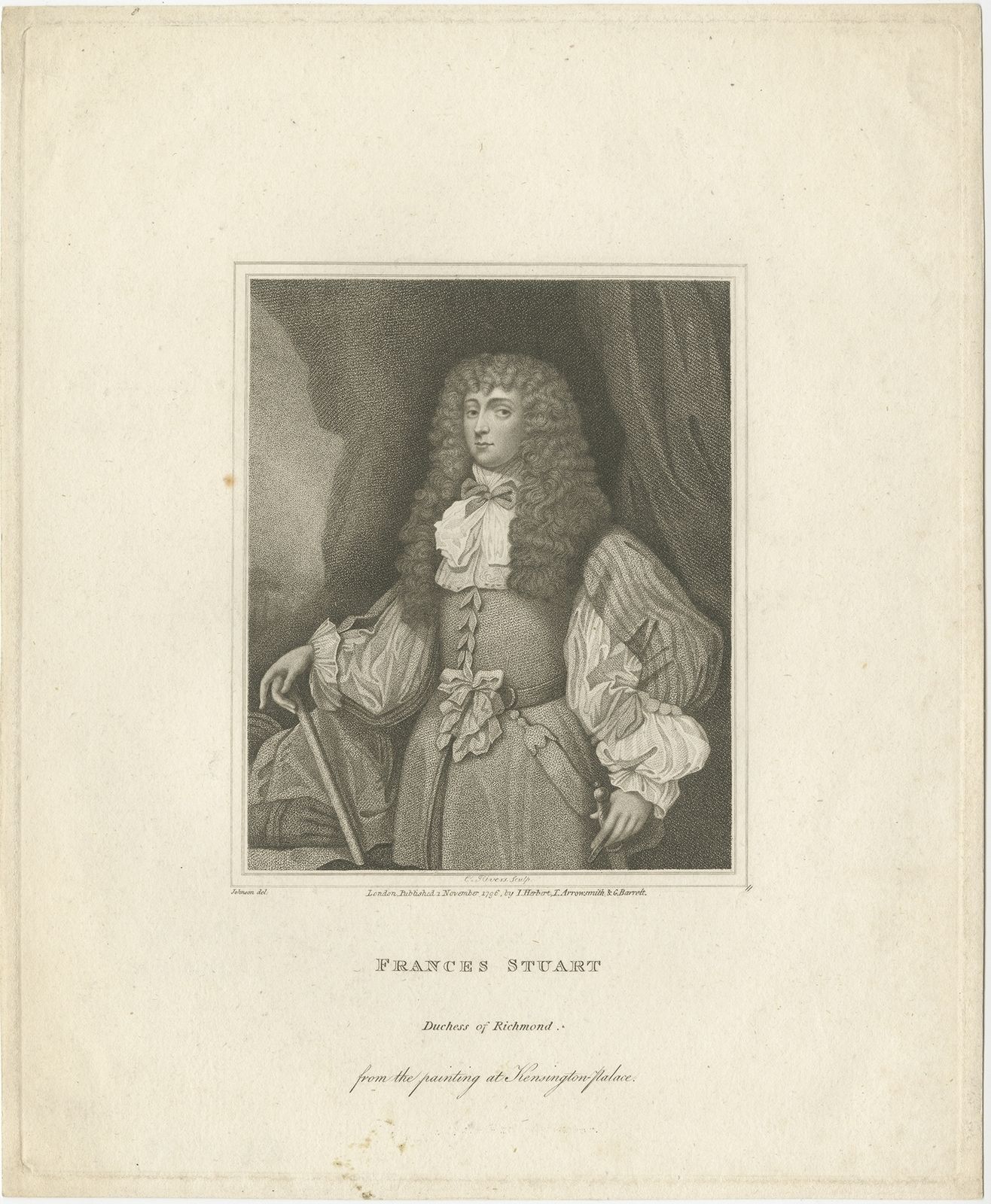 Antique Portrait Of Francess Stuart By Rivers (1796)