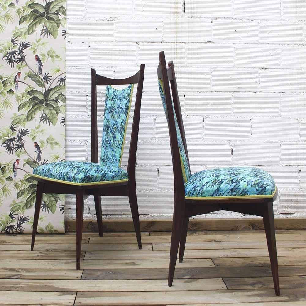 Pair Of Vintage Upholstered Chairs, France, 1960's photo for sale