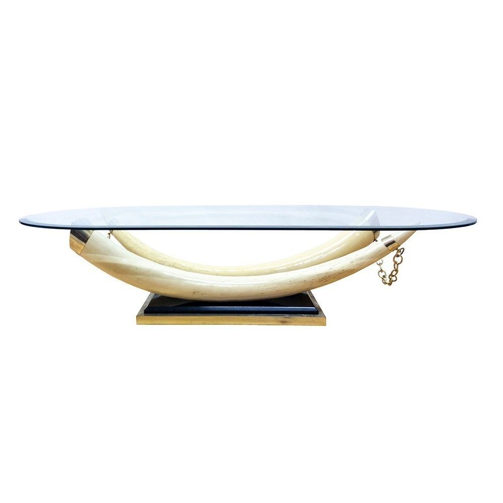 Mid Century French Faux Ivory Tusk Coffee Table, 1970s photo furniture