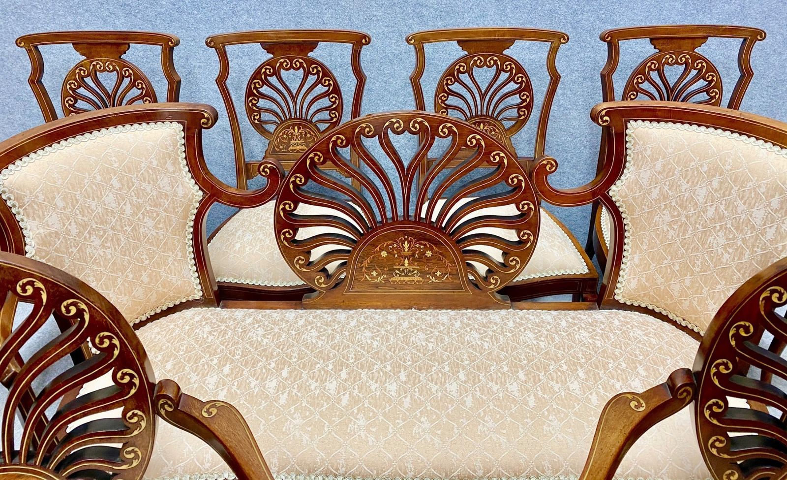 Superb Mahogany & Inlaid Parlour Suite photo furniture