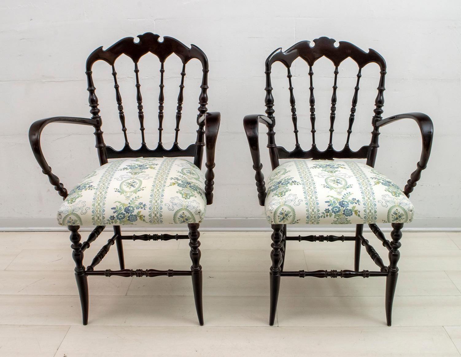 Pair Of Giuseppe Gaetano Descalzi Midcentury Italian Chiavari Armchairs, 1950s photo furniture