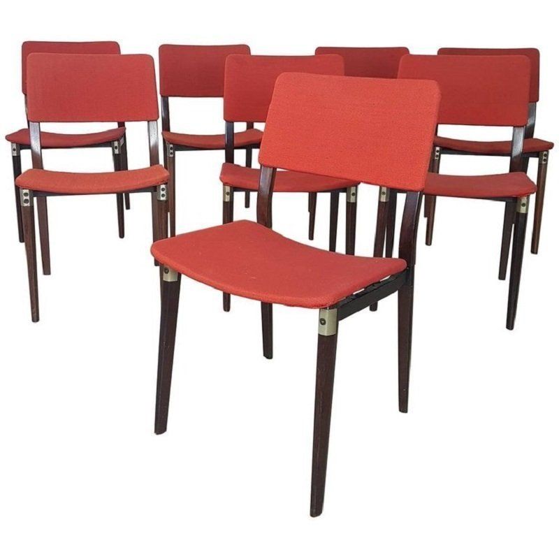 Mid Century Chairs In Rosewood By Eugenio Gerli For Tecno, 1960s, Set Of 8