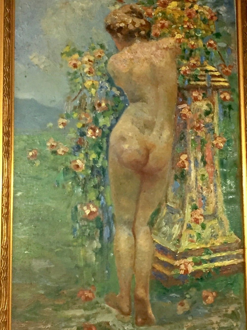 Sarrazin (French, Early 20c) Impressionist Oil Of Young Naked Woman, Dated 1914 photo Art