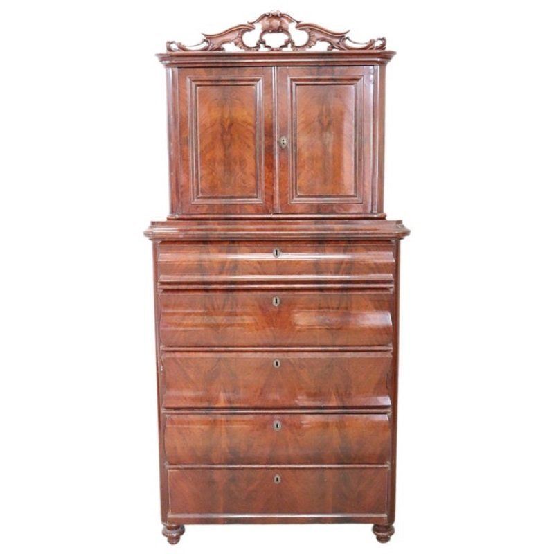 Antique Mahogany Tall Chest Of Drawers, 1850s