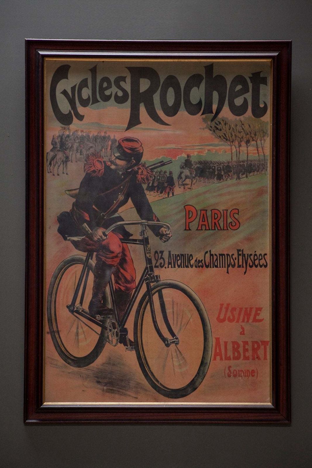 Original, Extra Large, Linen Backed Poster For "Cycles Rochet" Circa 1895