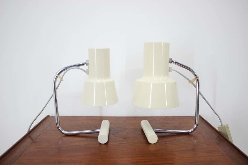 Set Of Two Beige Table Lamps Designed By Josef Hůrka For Napako 1970´S photo for sale