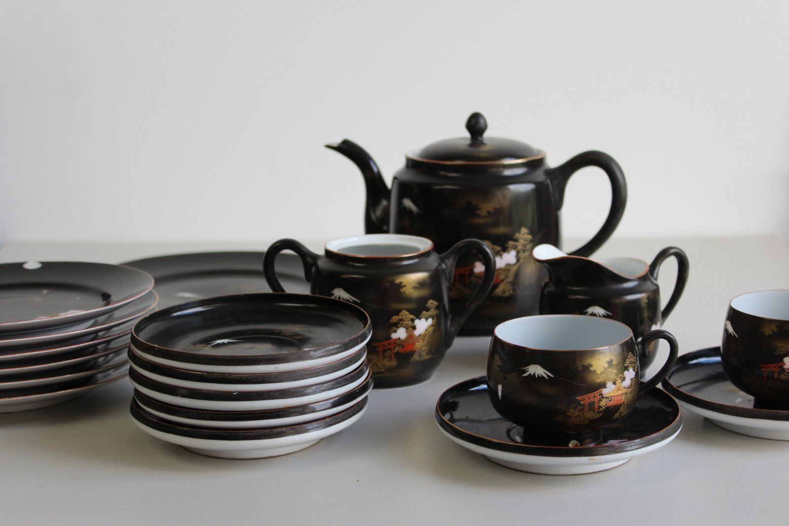 Black Satsuma Part Tea Service photo for sale