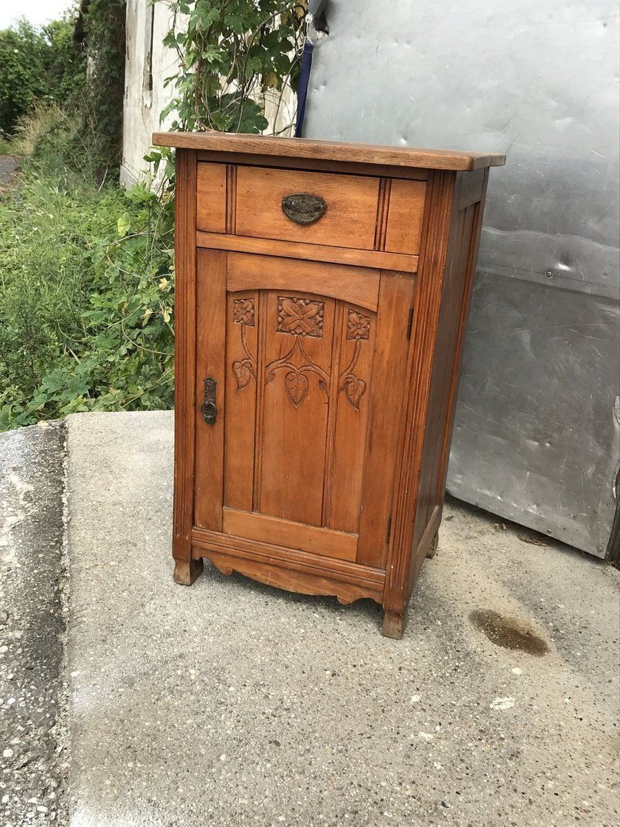 Antique Rustic Pinewood Nightstand