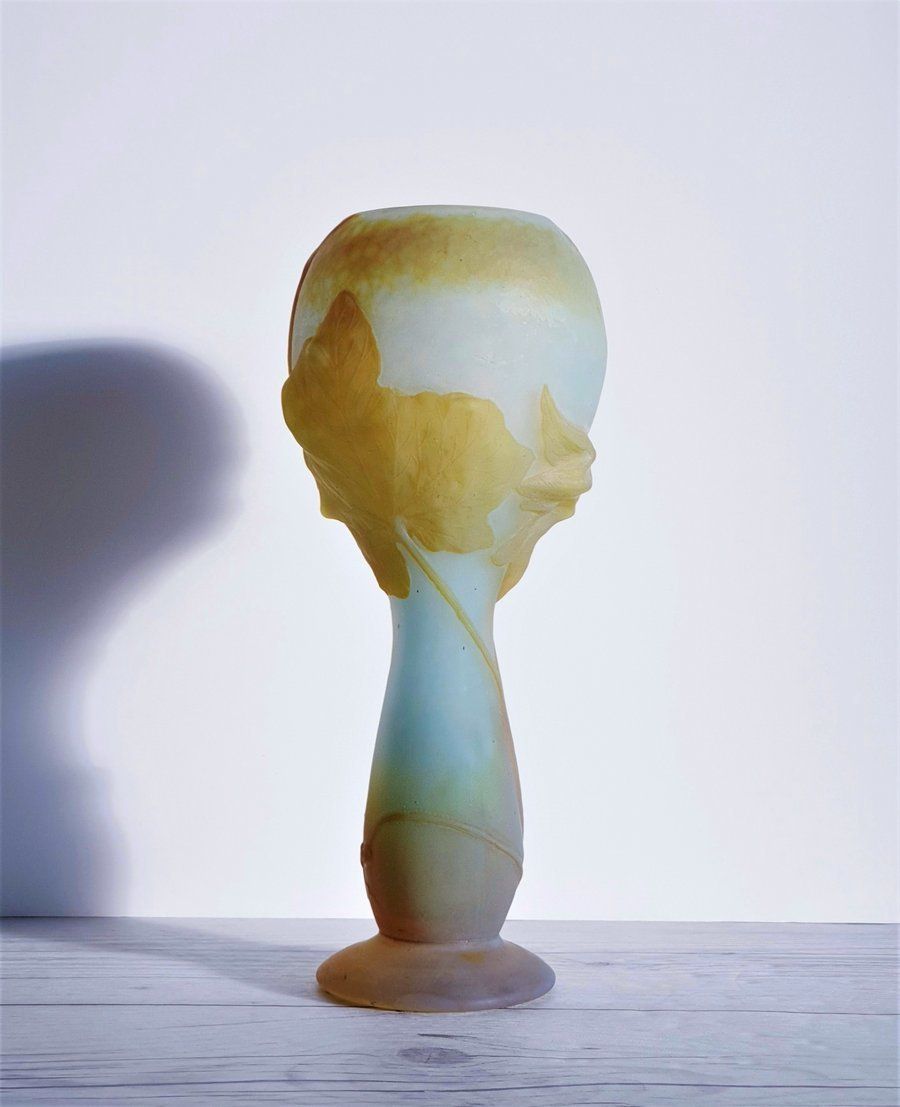 Daum 'Fleur De Coloquinte' French Art Nouveau Satin Cameo Glass Vase | C. 1900s, Antique photo buy