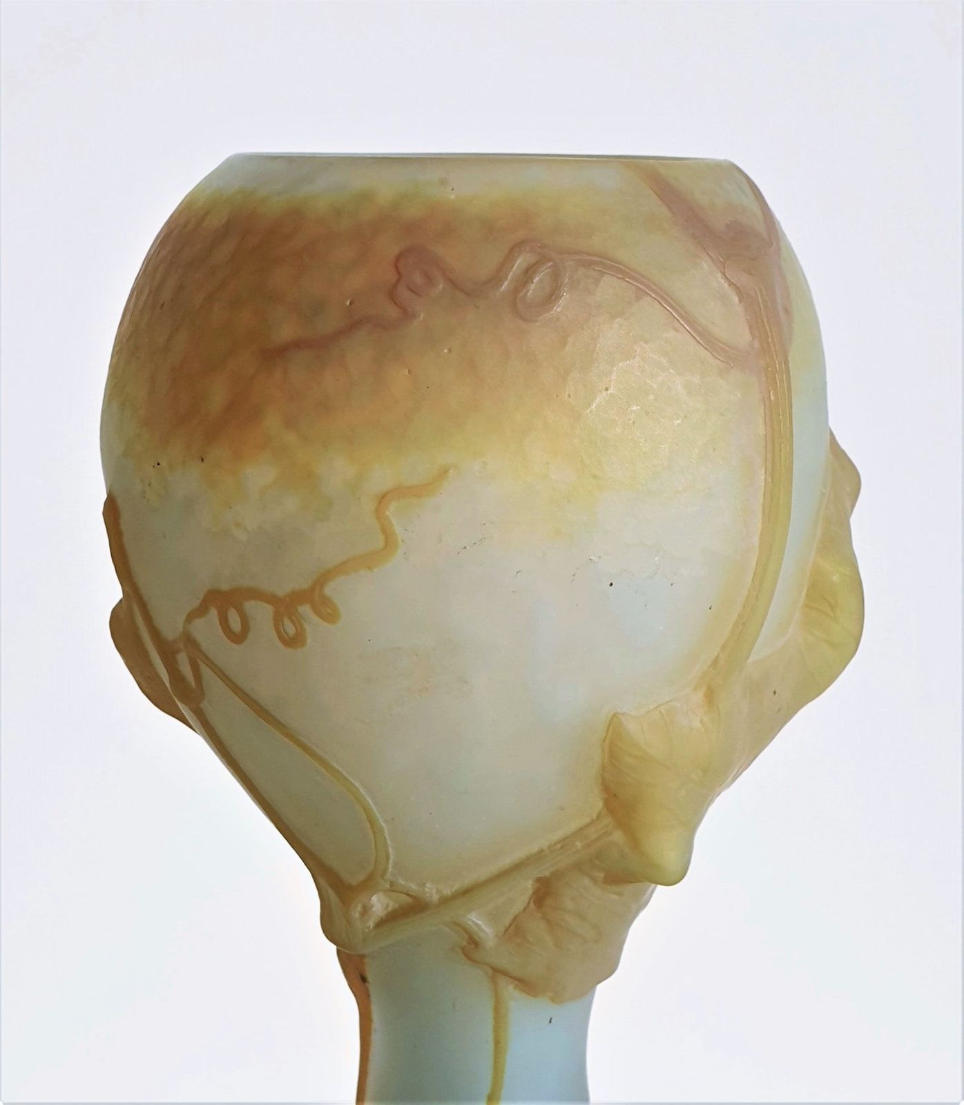 photo for sale Daum 'Fleur De Coloquinte' French Art Nouveau Satin Cameo Glass Vase | C. 1900s, Antique