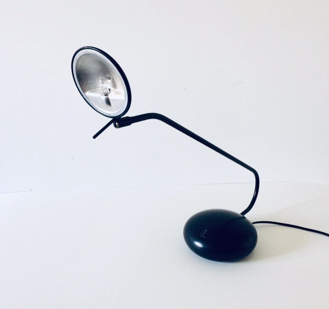Post Modern Design Sleek Black Metal Desk Lamp 1980s photo vintage