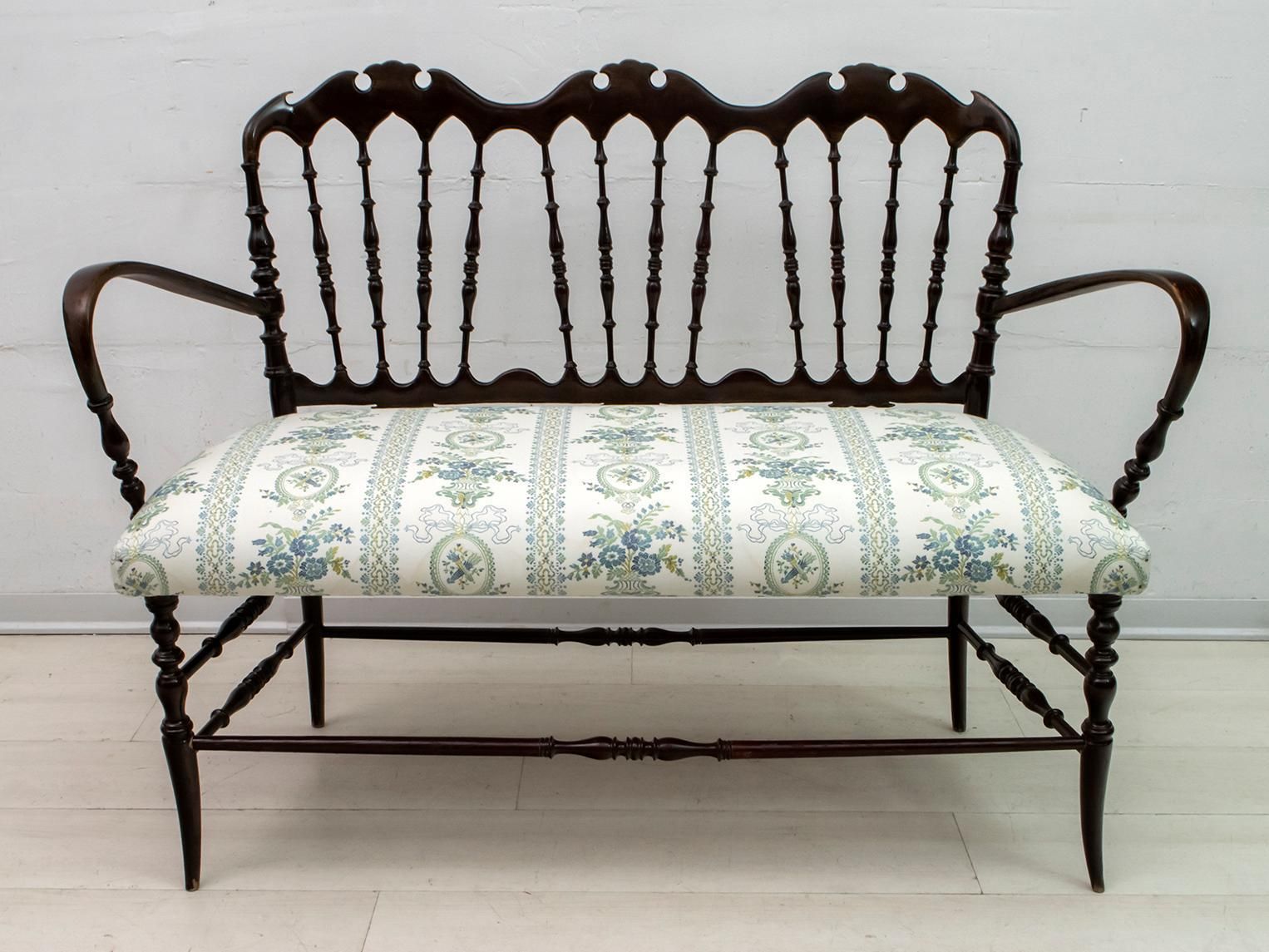 Giuseppe Gaetano Descalzi Midcentury Italian Chiavari Sofa And 2 Armchairs, 50s photo for sale