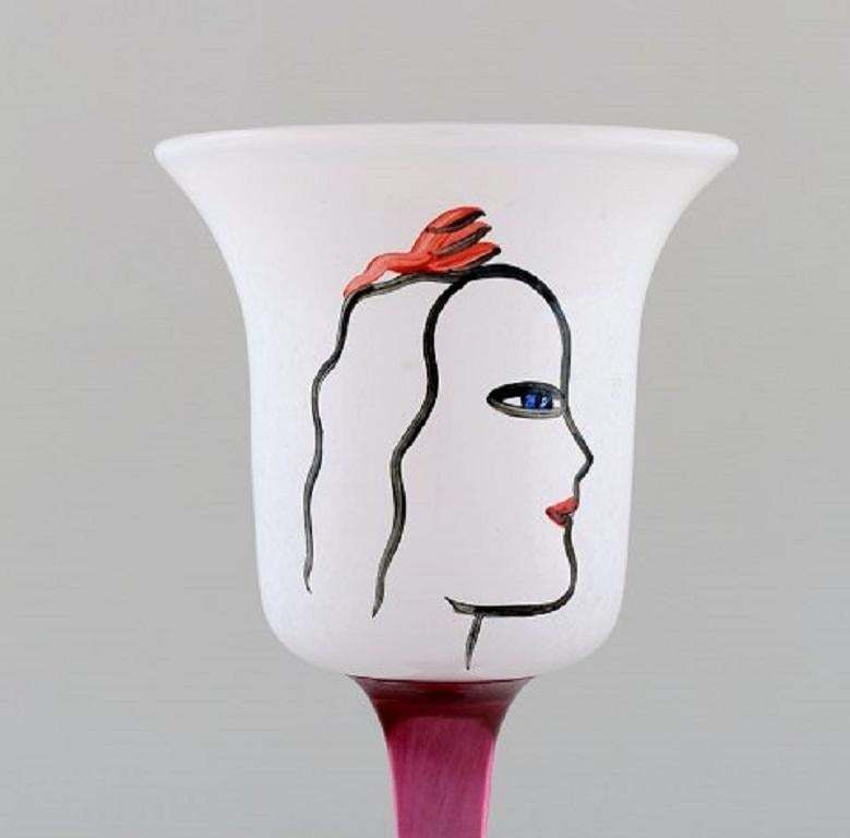 Ulrica Hydman Vallien For Kosta Boda, Hand Painted Wine Glass In Art Glass photo furniture