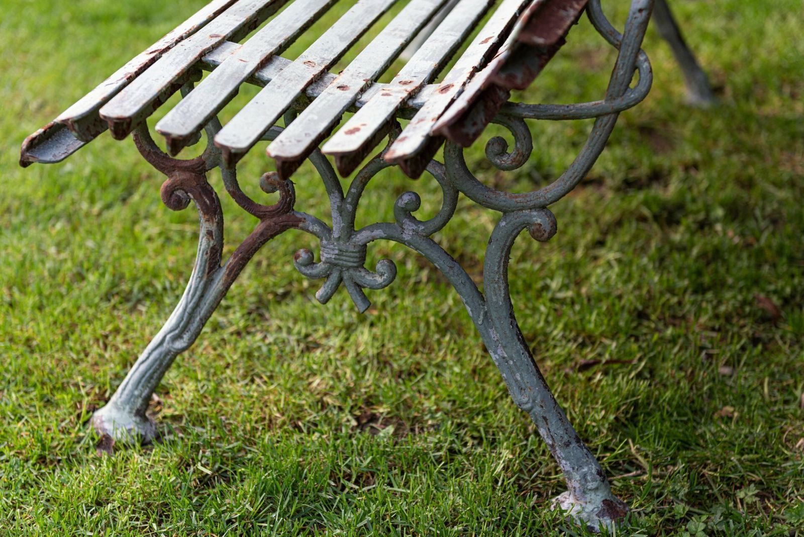 French Cast Iron Strapwork Garden Bench Circa 1940 photo 748.0