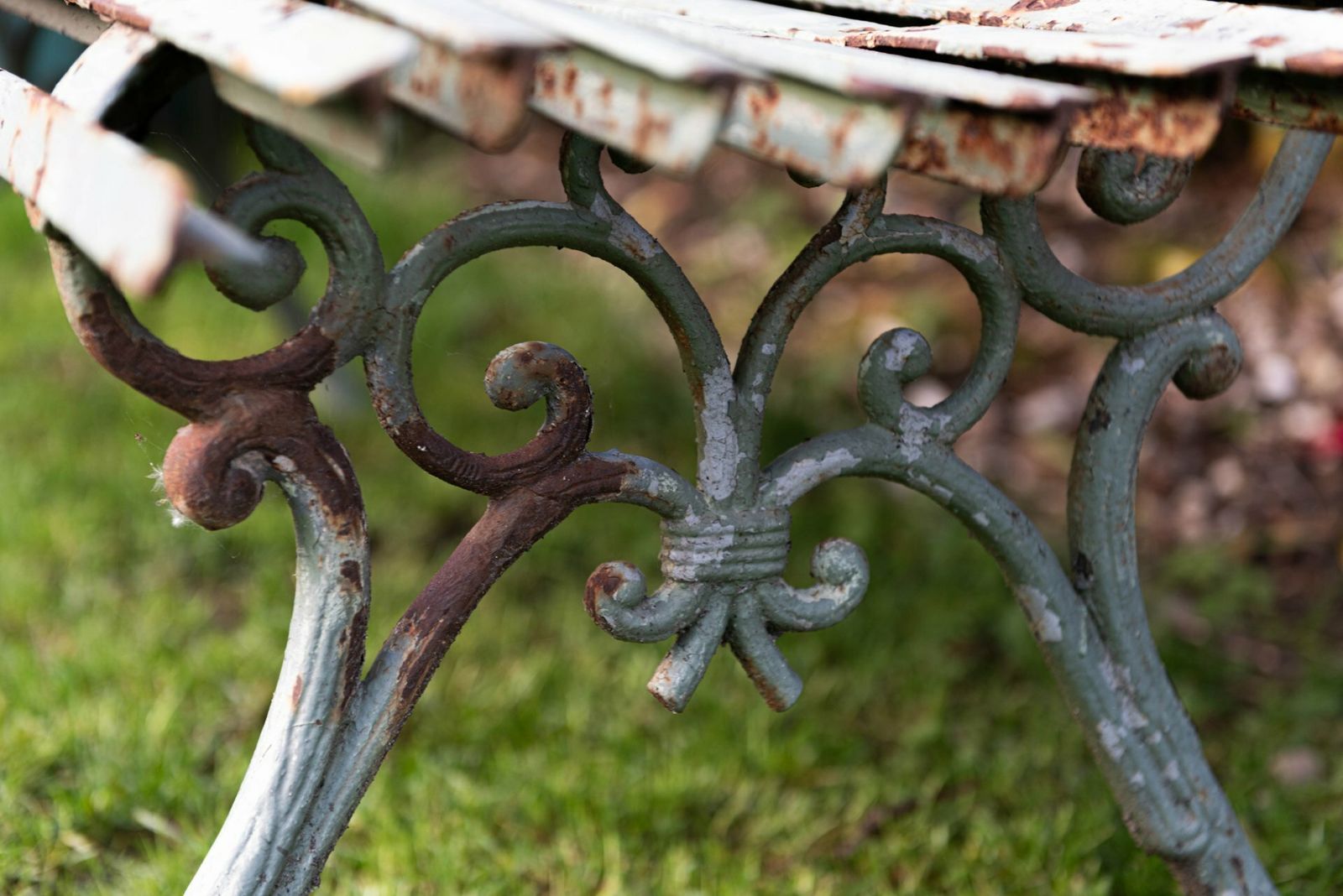 French Cast Iron Strapwork Garden Bench Circa 1940 photo buy
