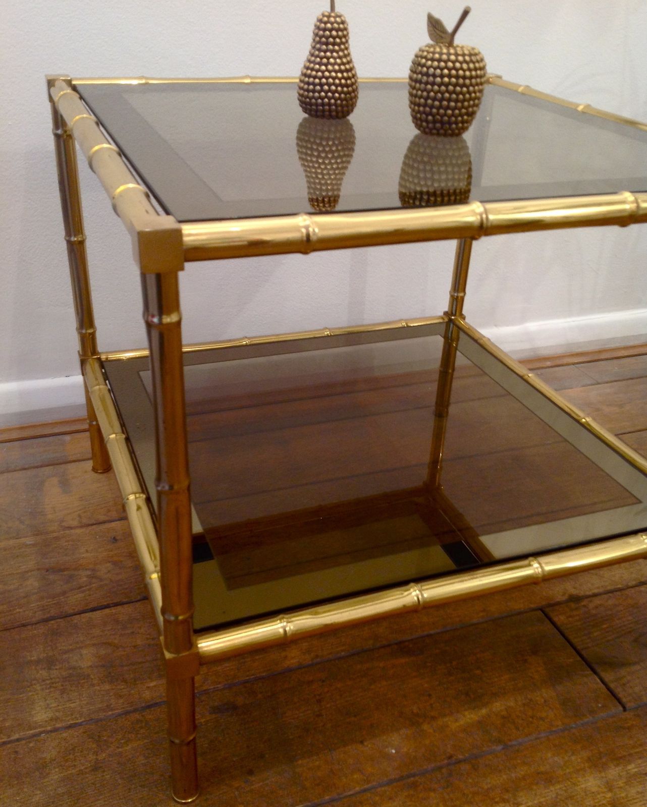 Faux Brass Bamboo Table