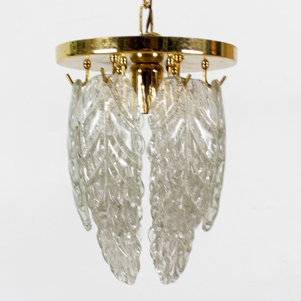 Italian Brass And Murano Glass Ceiling Lamp In The Sryle Of Mazzega, 1970s photo furniture
