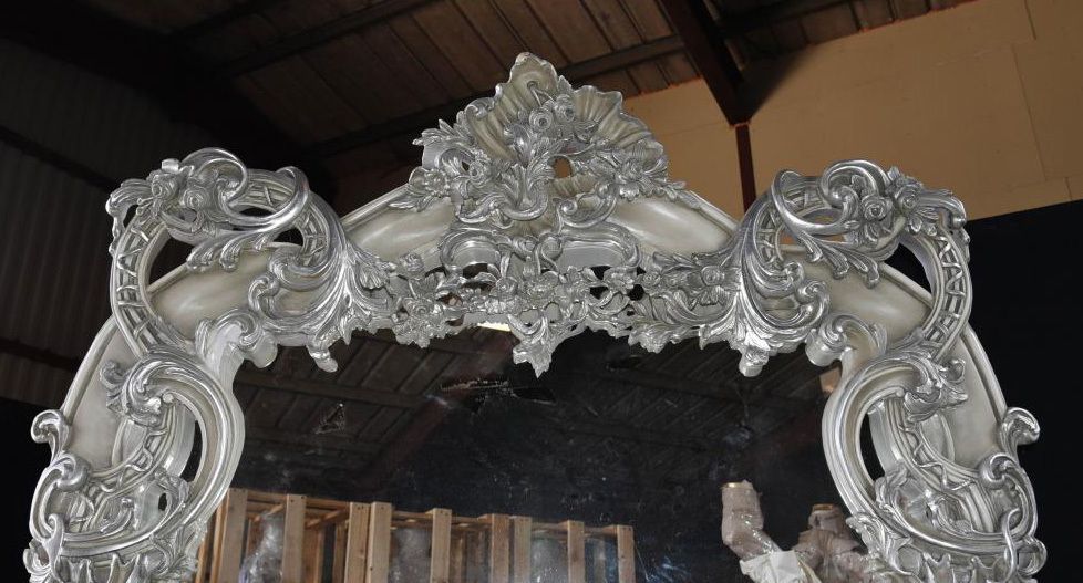 Painted Italian Rococo Silver Gilt Console Table And Mirror Set photo Furniture