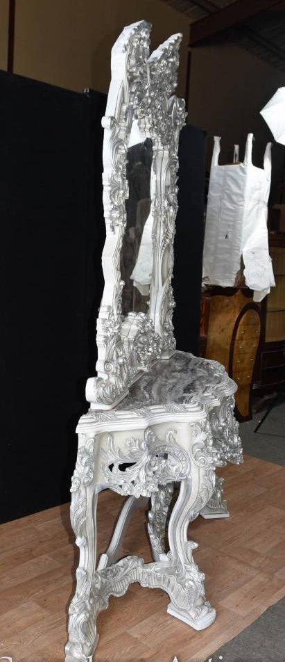 Painted Italian Rococo Silver Gilt Console Table And Mirror Set photo 3444.0