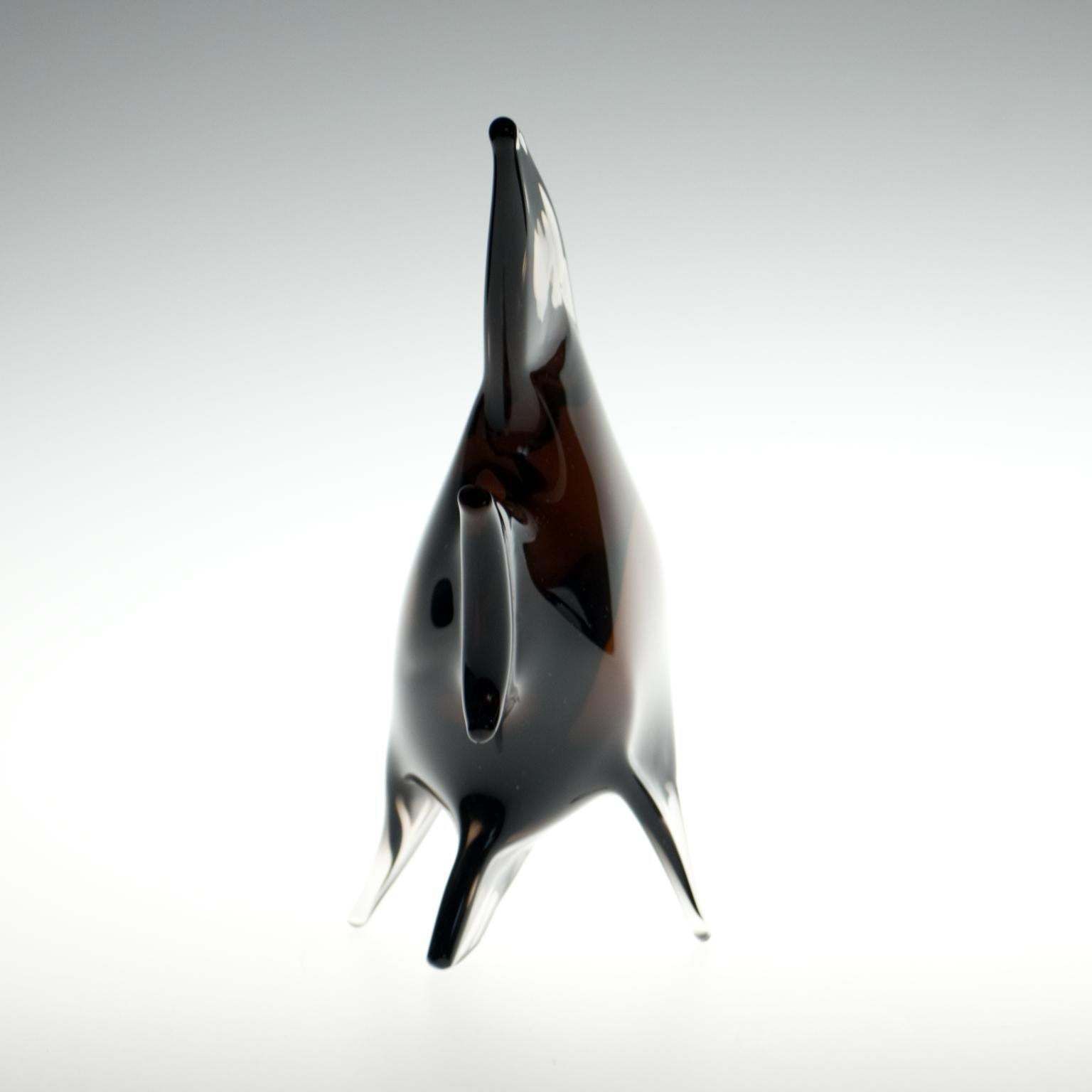 Mid Century Art Glass Fish Sculpture By Miloslav Janku For železný Brod, 1960s photo Art
