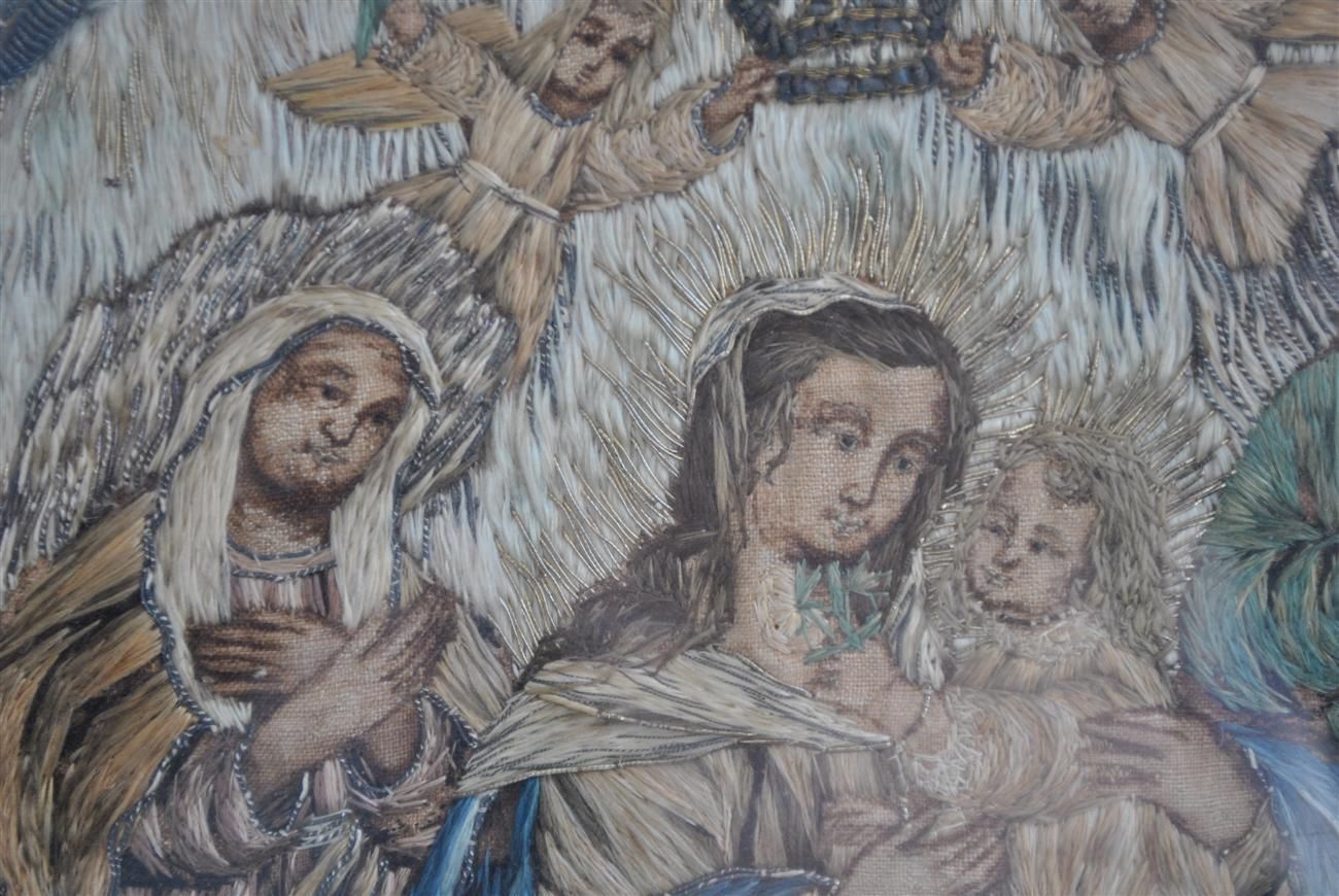 Table Embroidery Religious Scene Nineteenth Time photo vinterior