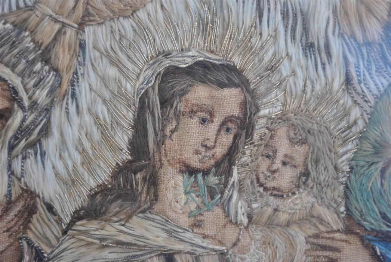 photo furniture Table Embroidery Religious Scene Nineteenth Time