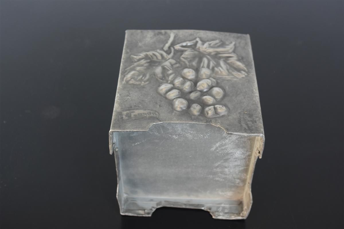 Art Nouveau Pewter Flowerpot With Grape Clusters 1900 photo Home Decor