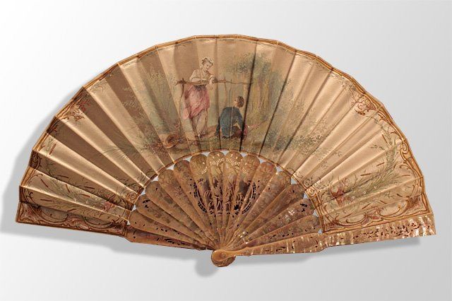 Mother Of Pearl And Painted Silk Fan, Xi Xth Century