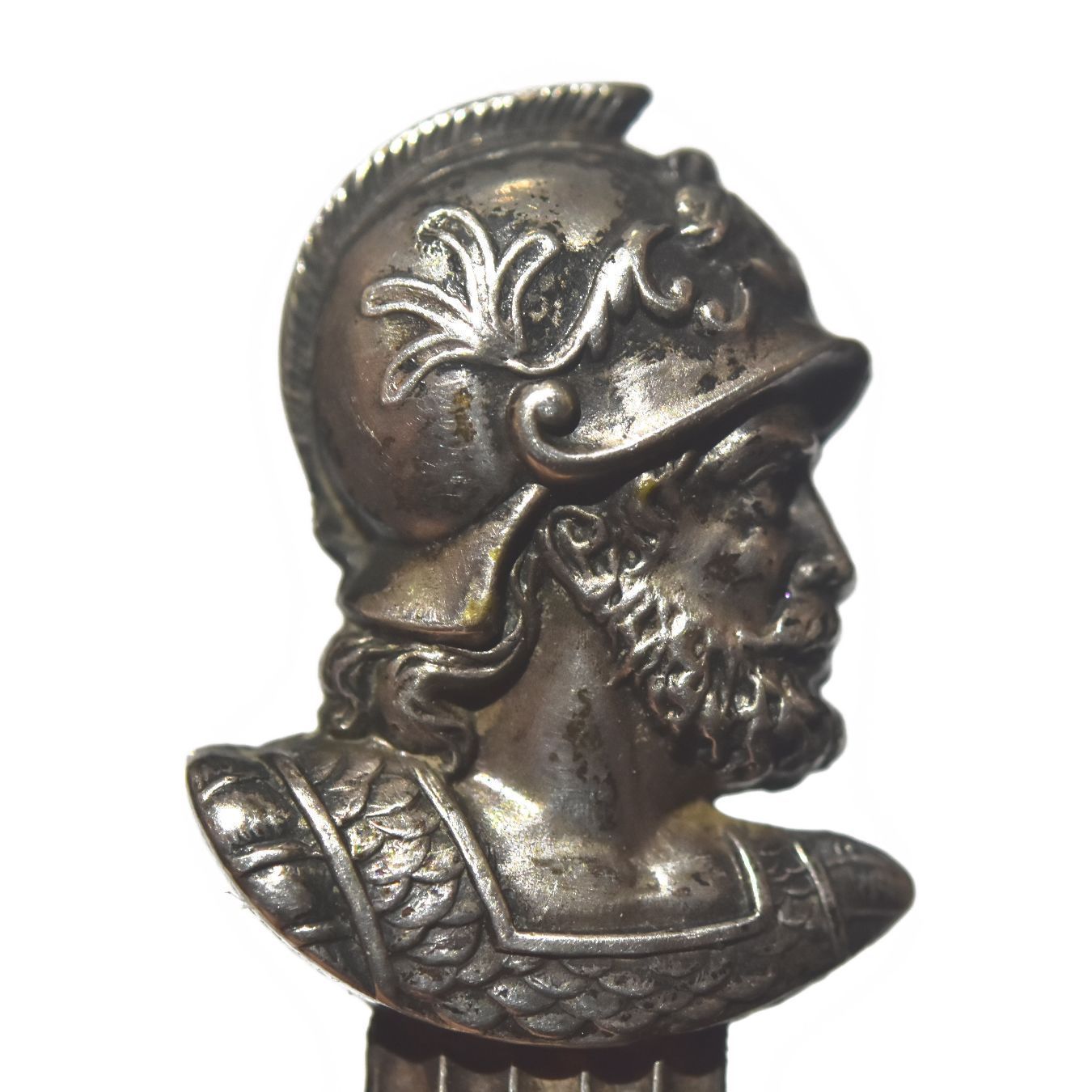 Silver Fibula With The Head Of An Antique Soldier, Xi Xth Century
