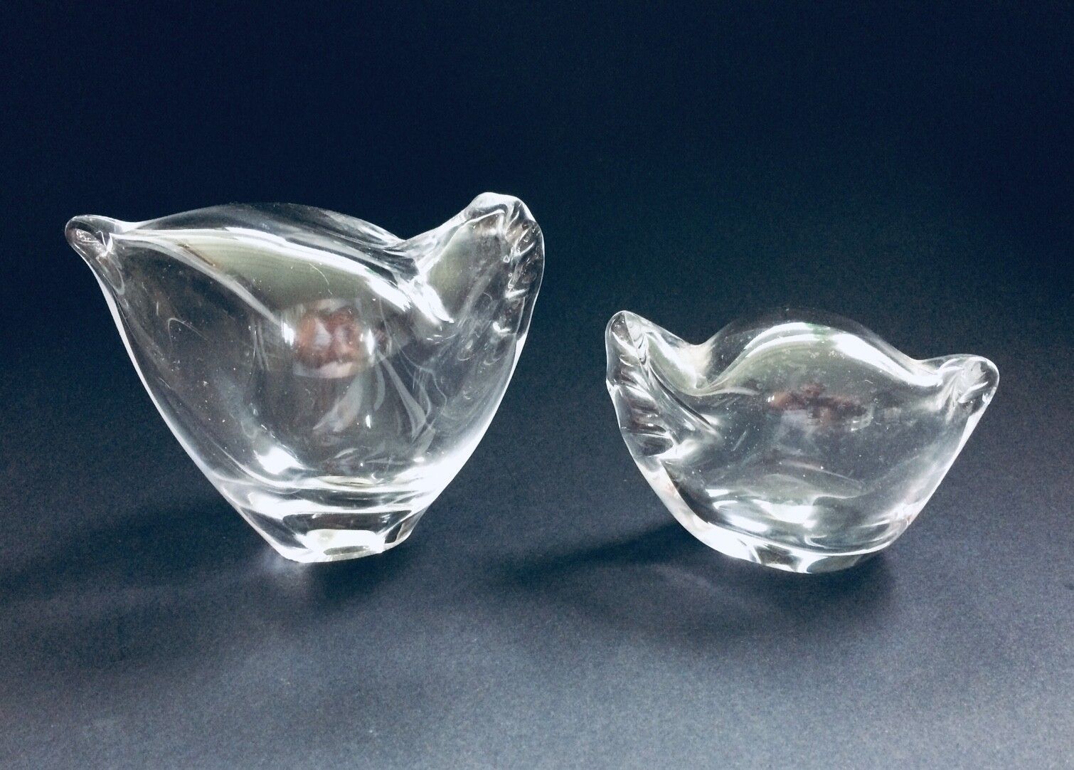 Vintage Handgeblazen Kunstglas Pluimveeset Jaren 1970 photo for sale