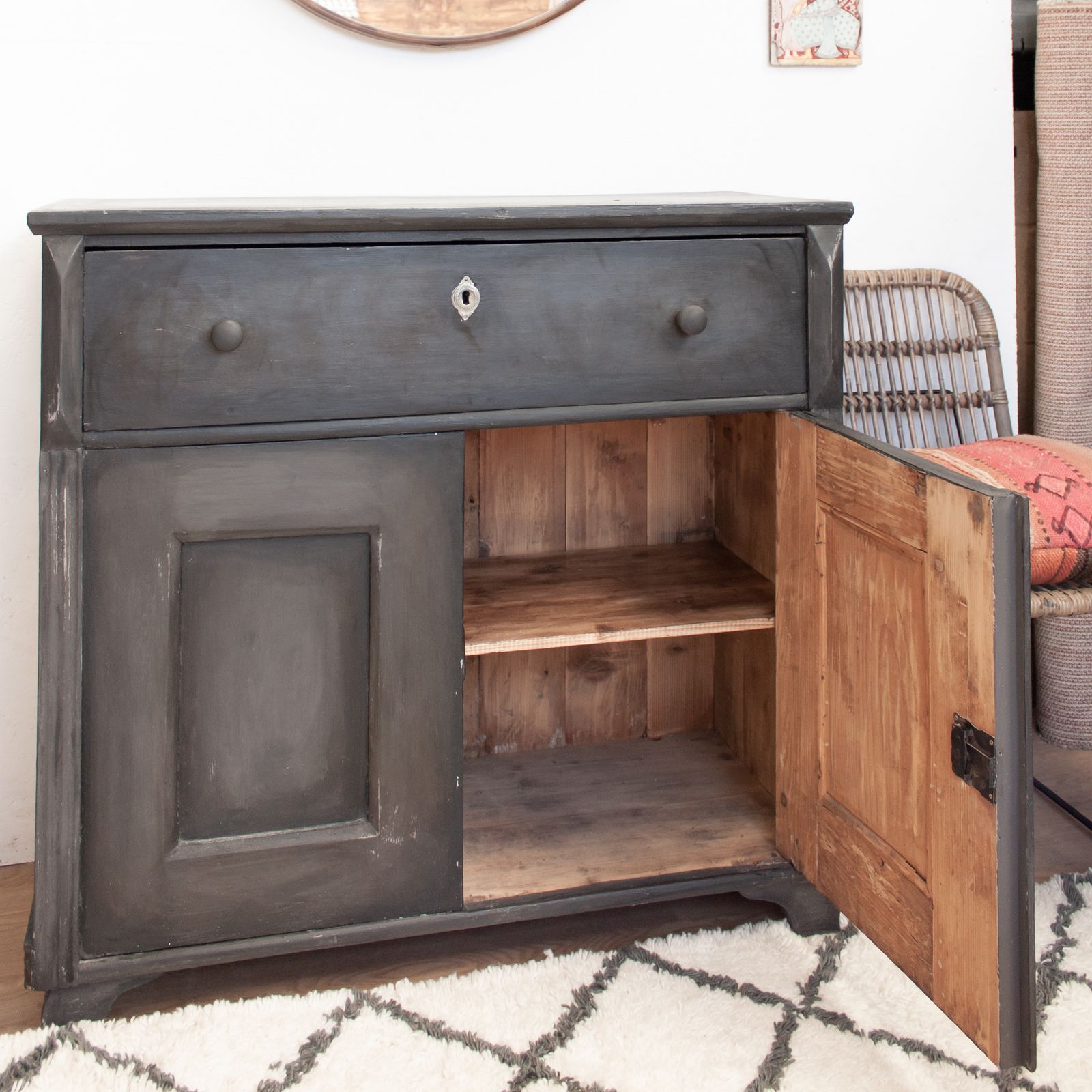 Vintage Black Wooden Cupboard photo buy